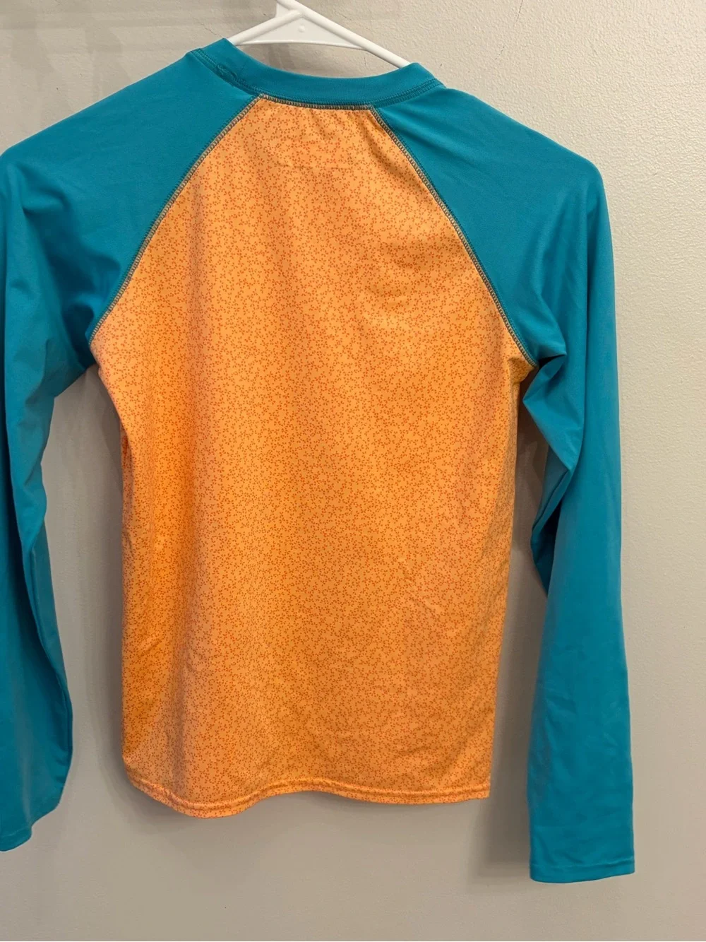 Columbia Teal & Orange Long Sleeve Shirt swim shirt medium 10/12 summer beach